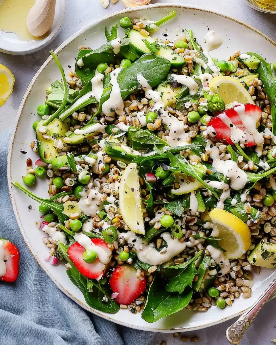Spring Farro Salad with Lemon Tahini Dressing