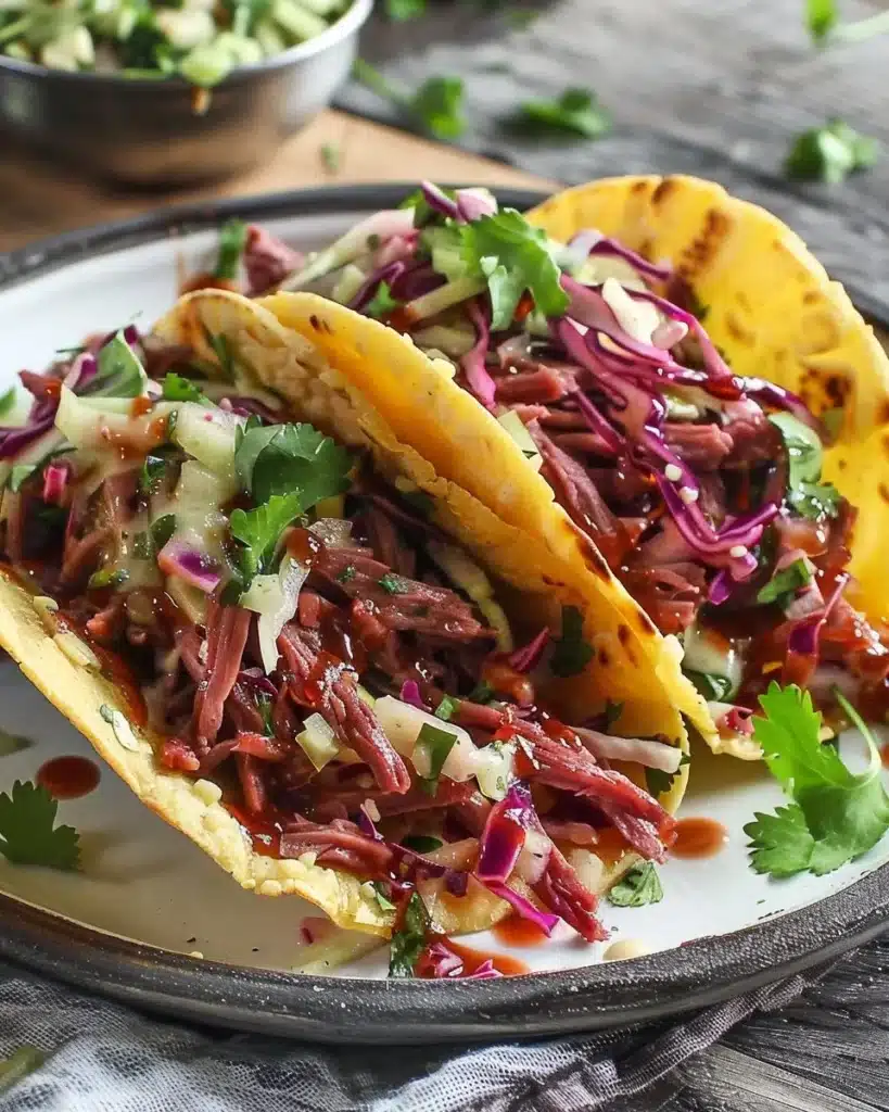 St. Patrick's Day corned beef tacos served with toppings