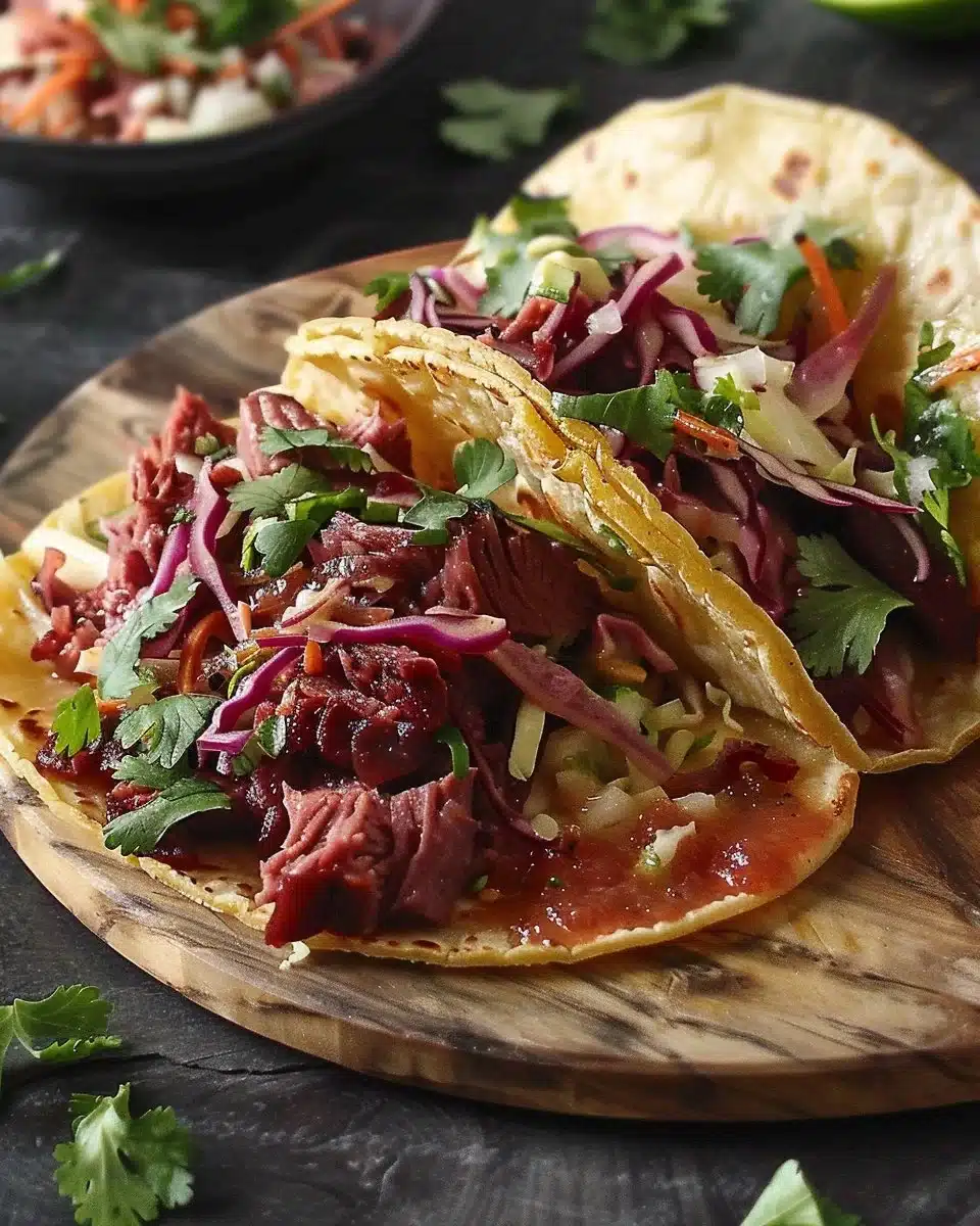 Irresistible St. Patrick’s Day Corned Beef Tacos with Easy Cabbage Slaw