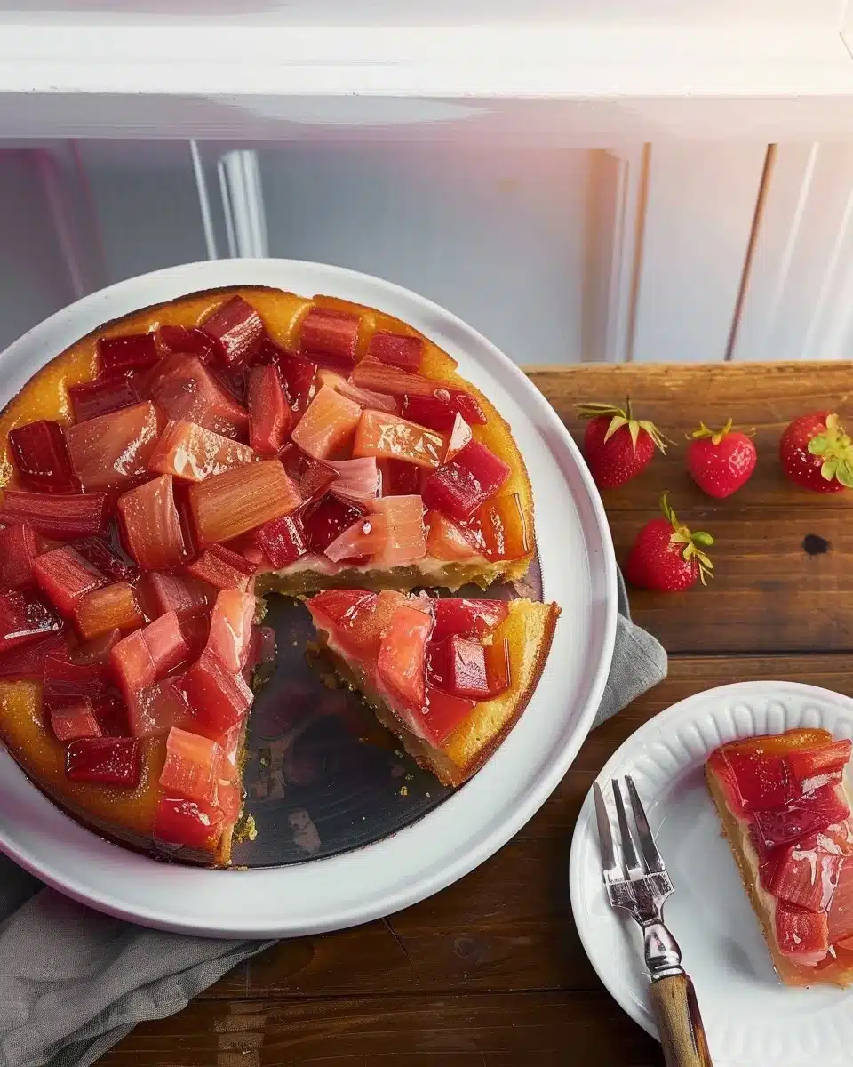 Strawberry Rhubarb Upside Down Cake