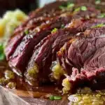 Tender Guinness braised corned beef brisket served with vegetables