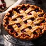 Delicious homemade cherry pie freshly baked and ready to serve