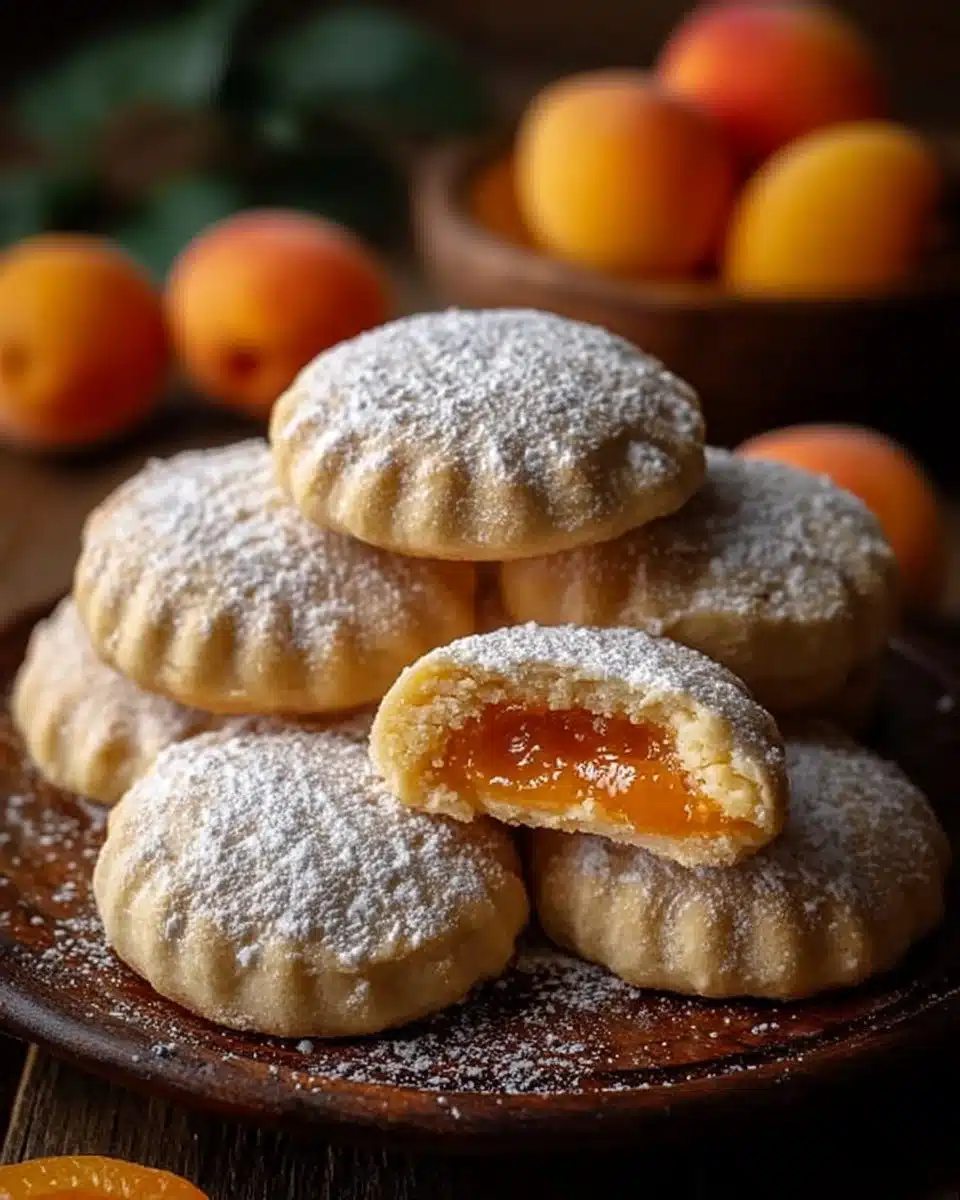 Delicious Apricot Pillow Cookies with soft dough and apricot filling