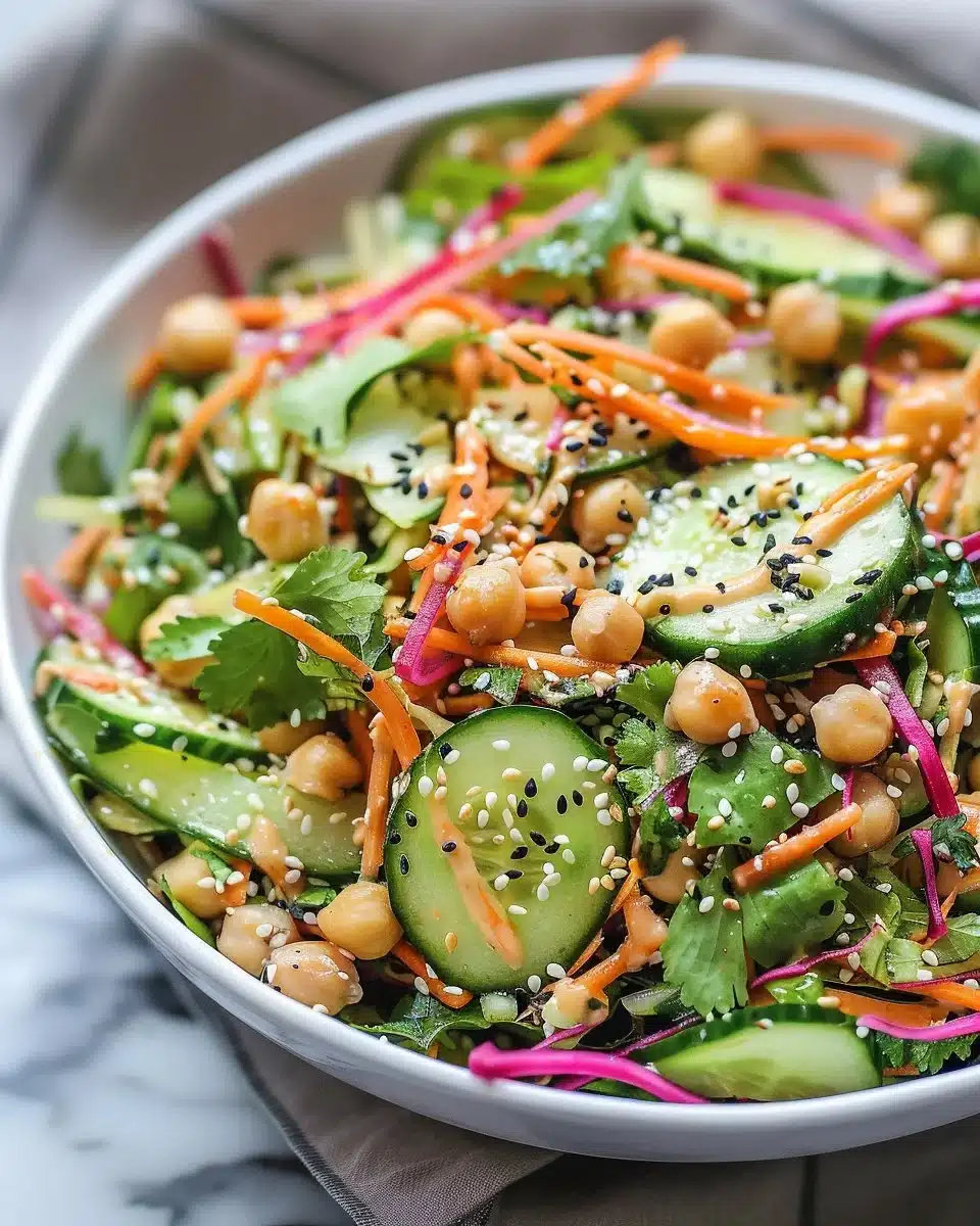 Asian Cucumber and Chickpea Slaw with Sesame Dressing