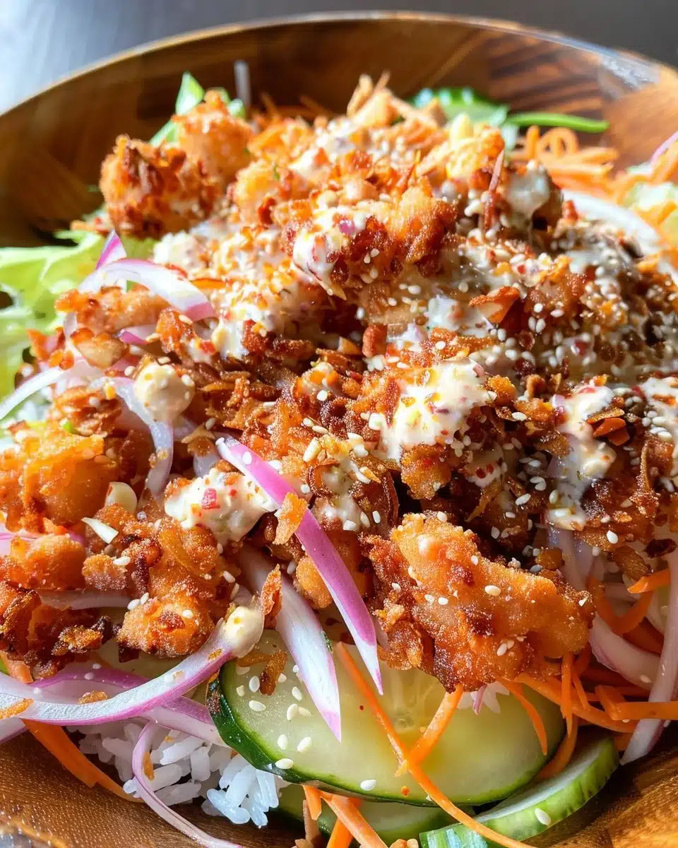 Bang Bang Chicken Crispy Rice Salad