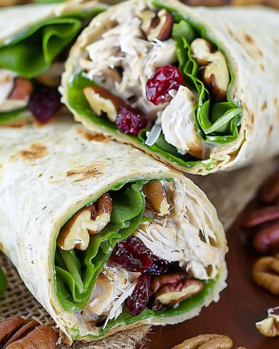 Chicken, Cranberry, Pecan Salad Wraps