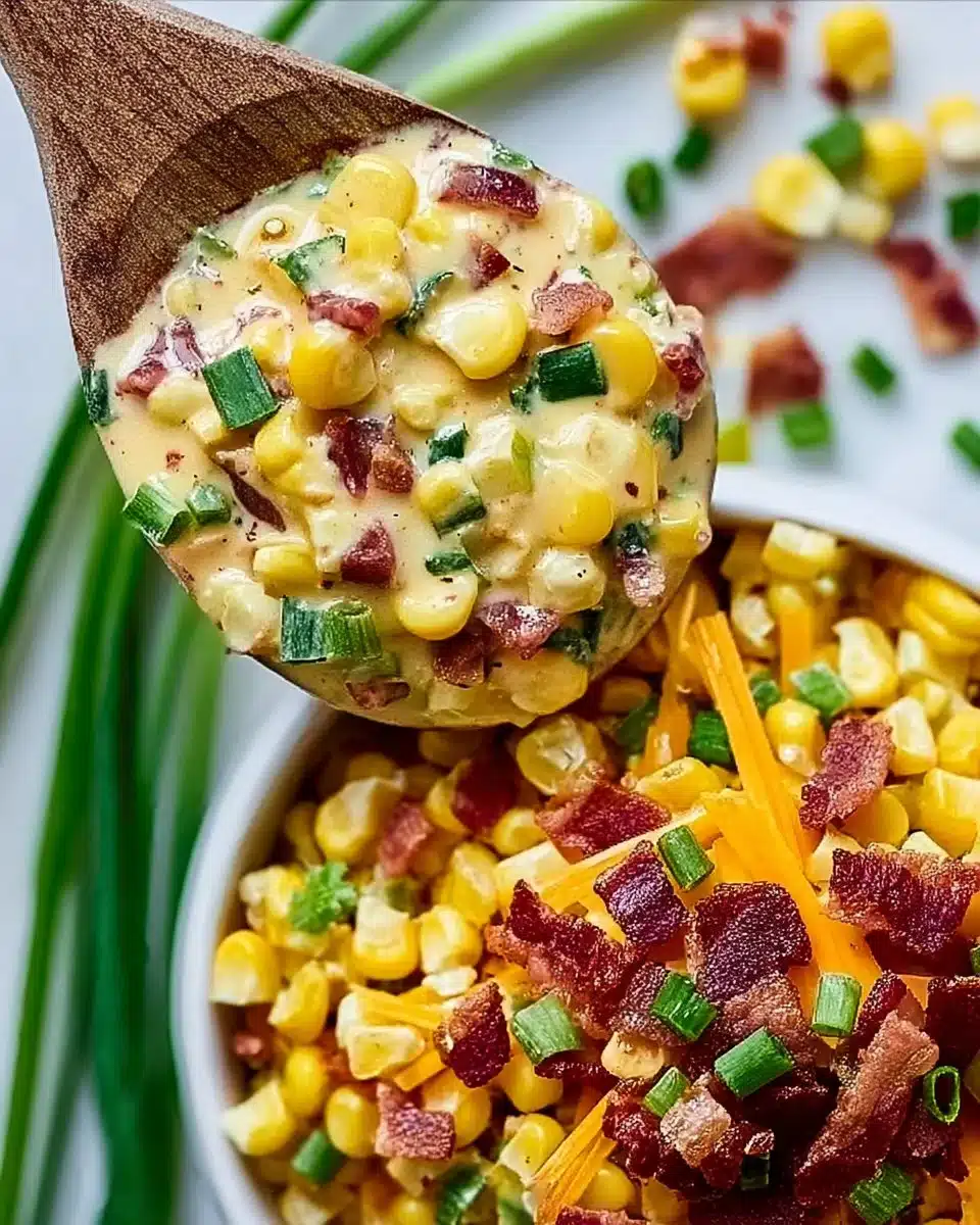 Bowl of crack corn salad with colorful ingredients ready to serve.