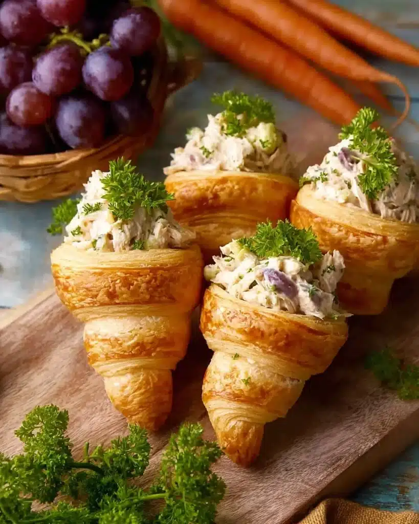 Crispy Easter Chicken Salad Crescent Rolls served on a festive platter