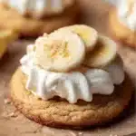 Delicious Crumbl banana cream pie cookies featuring creamy banana flavors