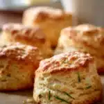 Savory garlic scapes scones fresh out of the oven, ready to enjoy.