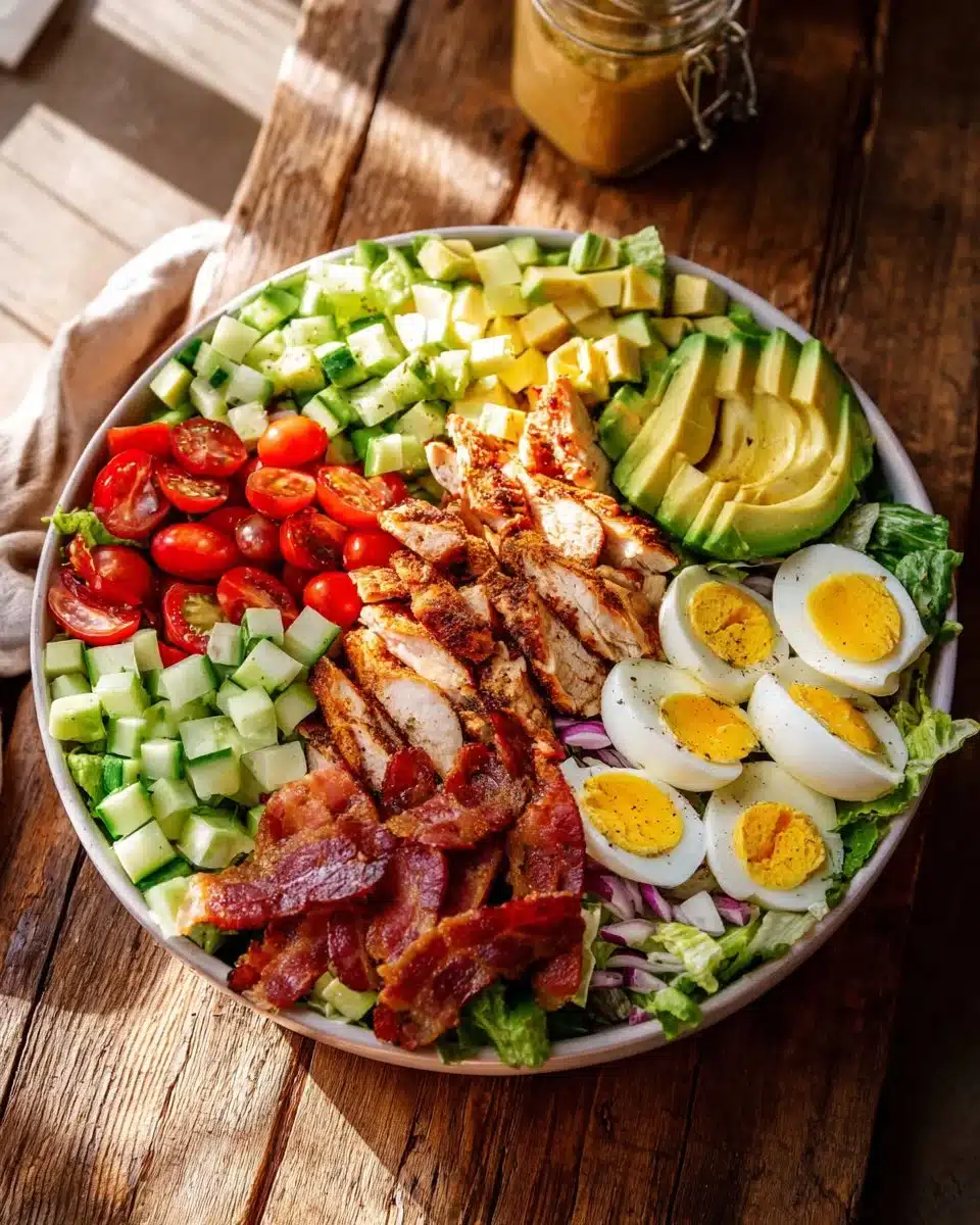 Grilled Chicken Cobb Salad topped with Honey Dijon dressing