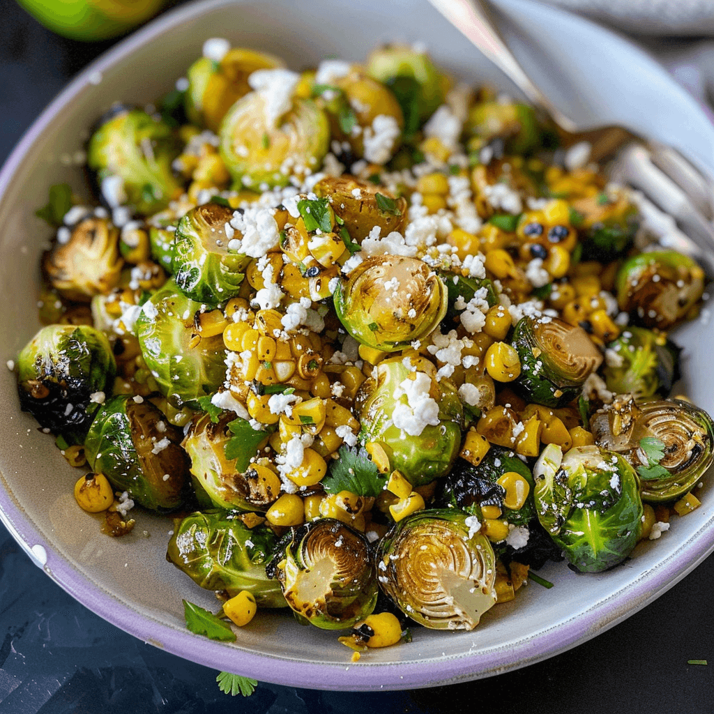 Mexican Street Corn Brussels Sprouts - Dash of Mandi