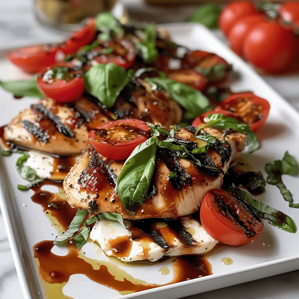 Simple Grilled Chicken Caprese Recipe with Balsamic Glaze