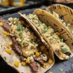 Steak Elote Tacos Recipe with Grilled Corn and Cotija