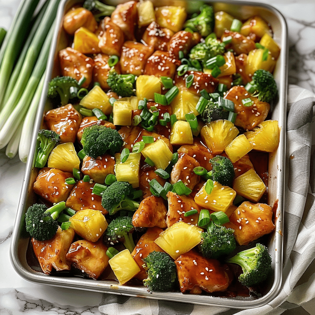 Teriyaki Sheet Pan Pineapple Chicken and Broccoli