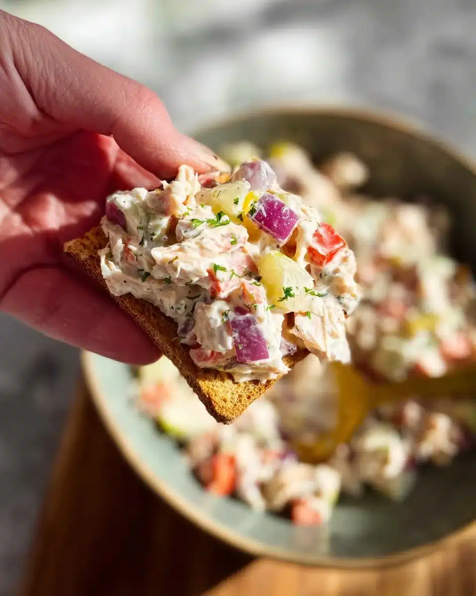 Italian Grinder Chicken Salad with fresh vegetables and seasoning