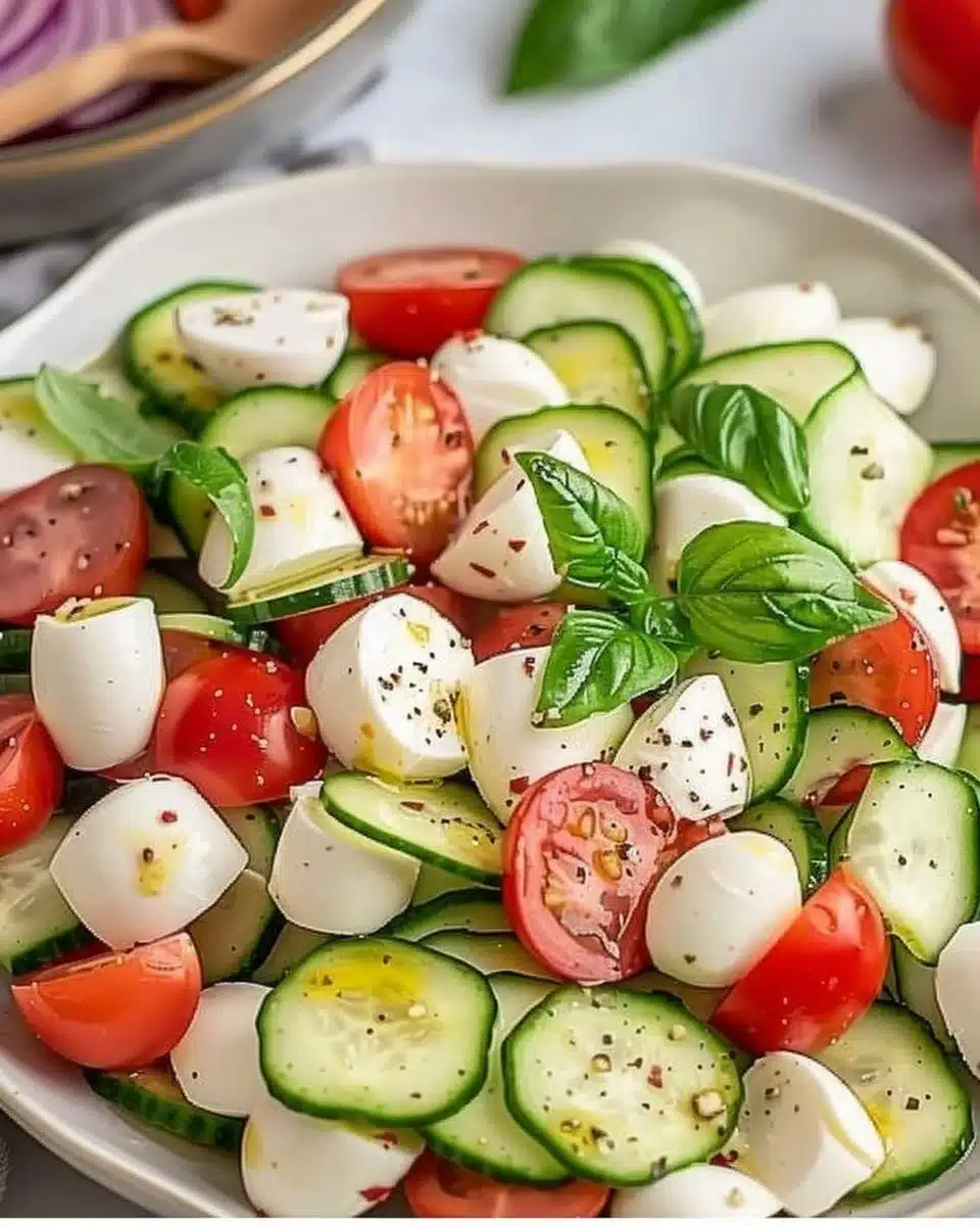 Juicy Cucumber Caprese Salad
