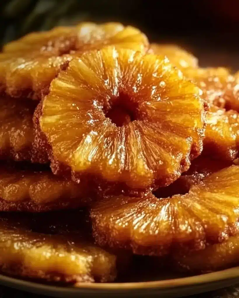 Pineapple Upside Down Sugar Cookies on a plate with tropical garnishes