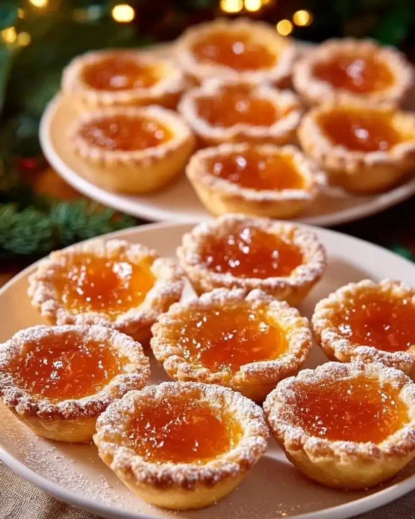 Homemade simple mini apricot tarts with fresh apricots on a wooden table.