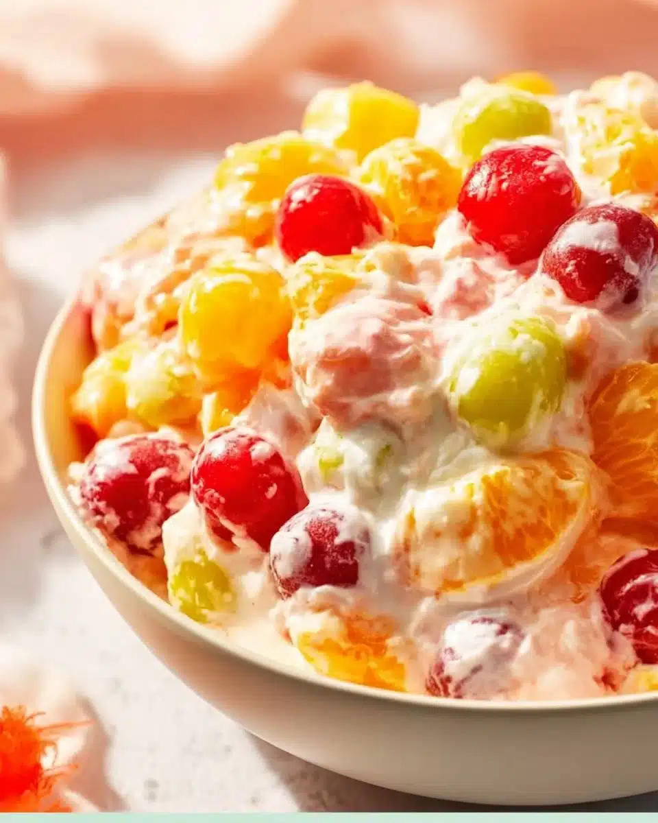 Colorful Spring Fruit Salad with assorted fresh fruits in a bowl