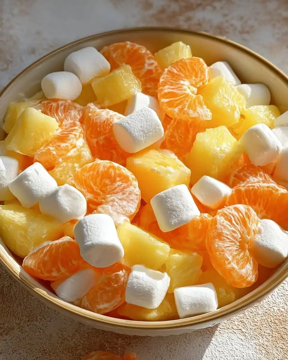 Bowl of colorful Sunshine Salad with fresh fruits and vegetables