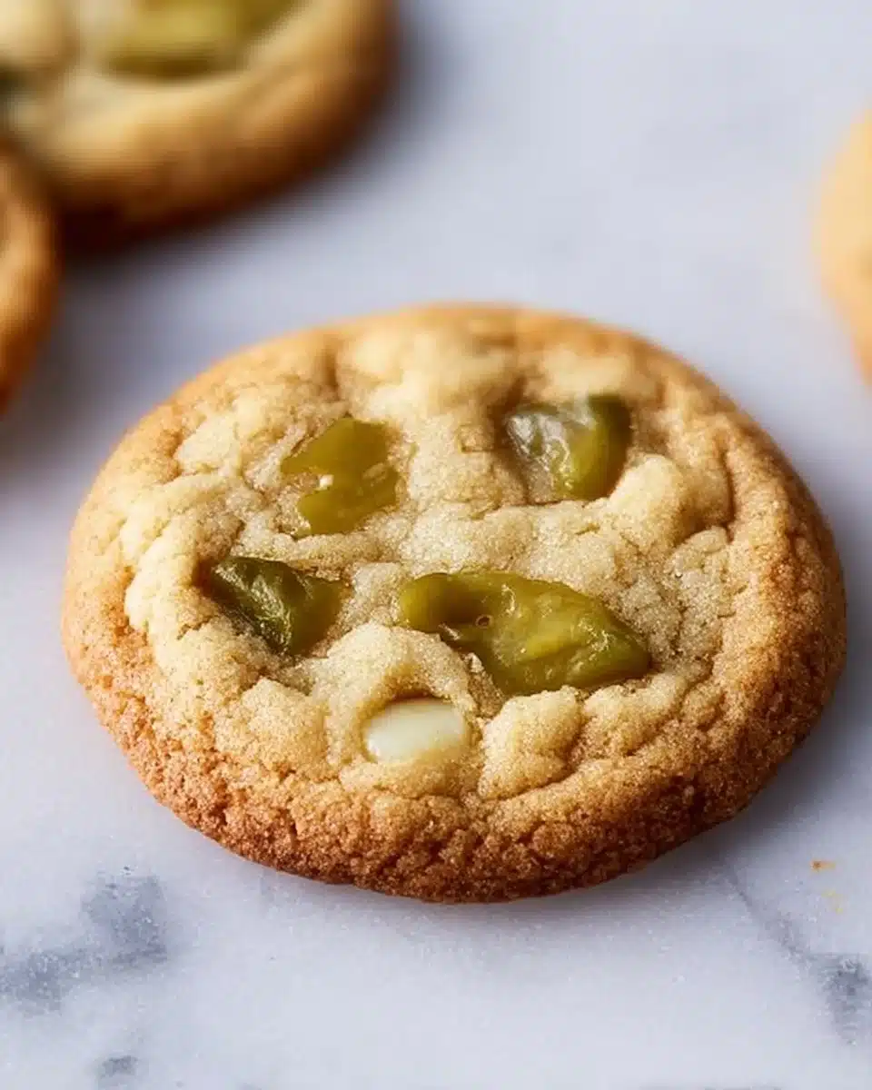 Delicious sweet and salty pickle cookies on a baking tray