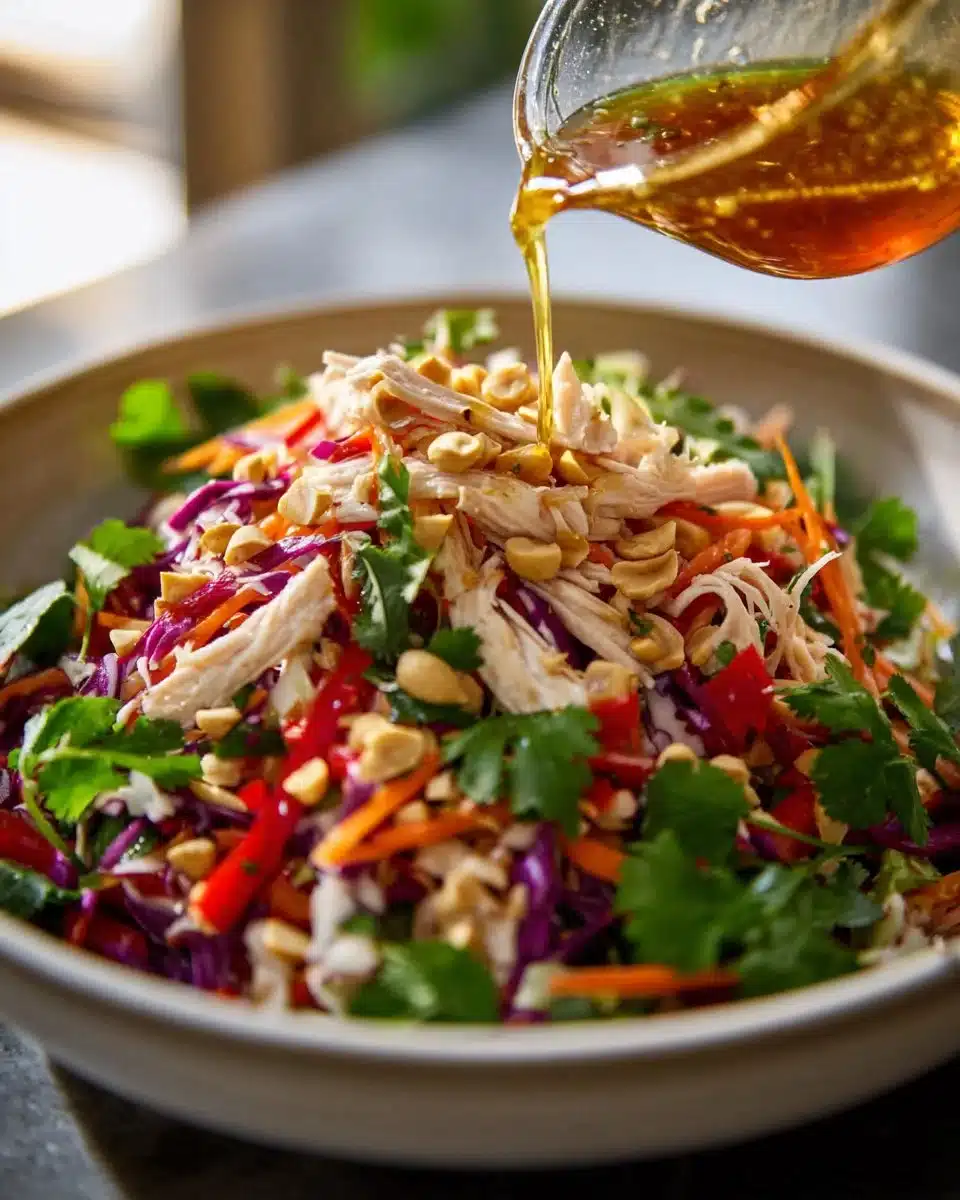 Delicious Vietnamese Chicken Salad with fresh herbs and vegetables