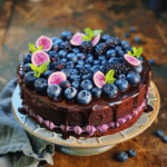 Eggless Blueberry Chocolate Cake
