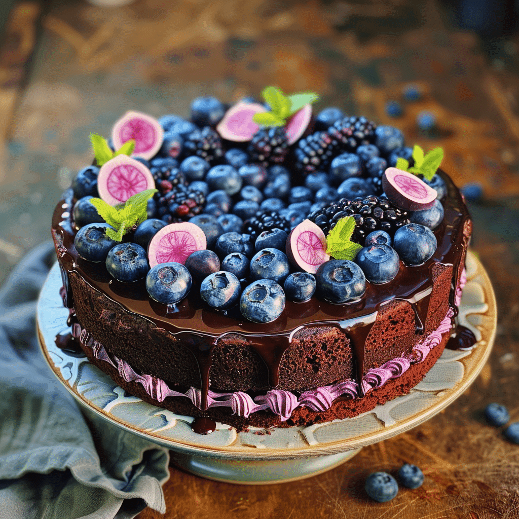 Eggless Blueberry Chocolate Cake