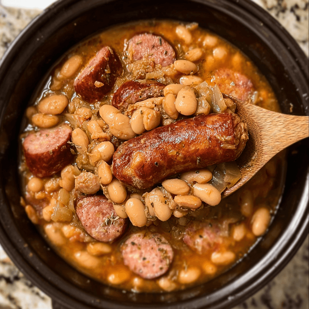 Southern Crock Pot Pinto Beans With Sausage