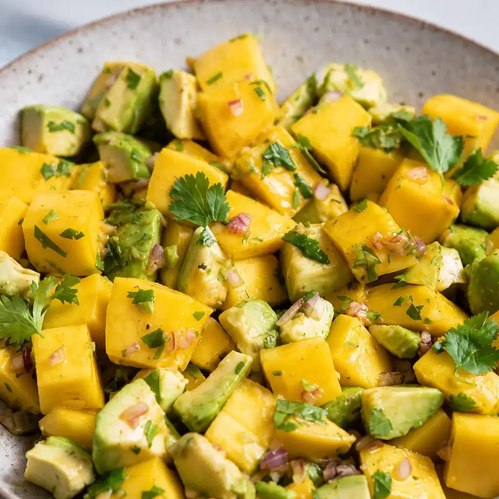 Colorful Mango Avocado Salad with fresh mango, creamy avocado, and lime dressing