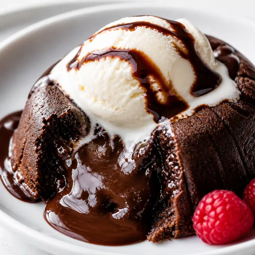 Delicious Chocolate Lava Cake with a molten chocolate center served warm.