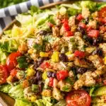 Colorful Southwest Chicken Salad with black beans, corn, and a zesty dressing.