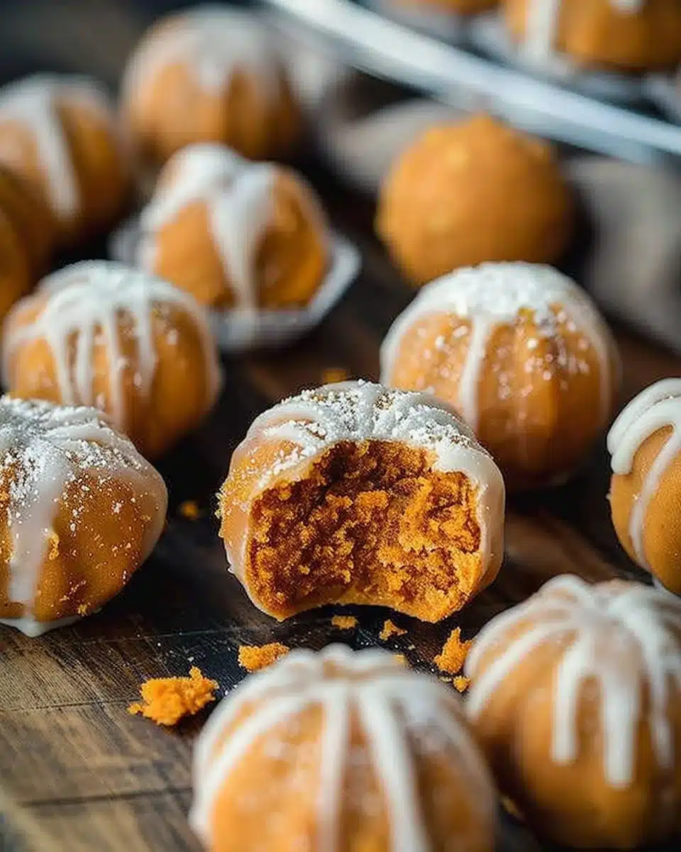 Delicious Pumpkin Cheesecake Truffles topped with crushed nuts