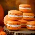 Delicious Pumpkin Spice Macarons on a decorative plate