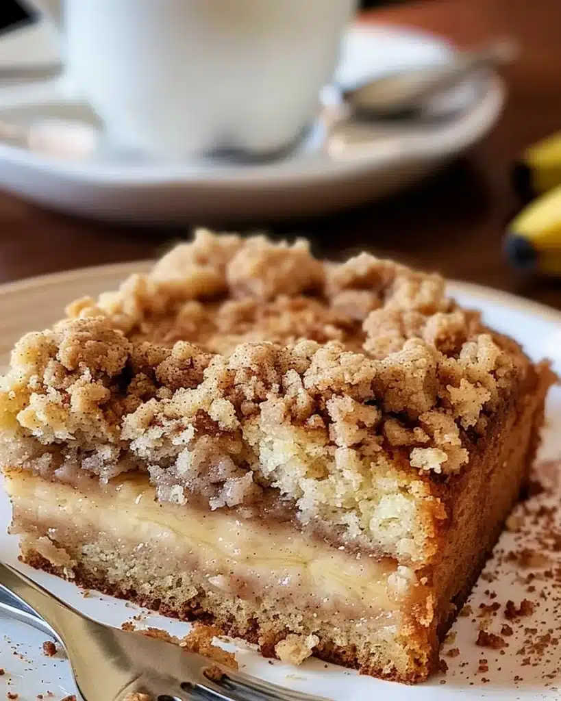 Delicious Banana Crumb Coffee Cake with a crunchy streusel topping