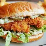 Crispy Chicken Caesar Sandwich with lettuce, chicken, and Caesar dressing