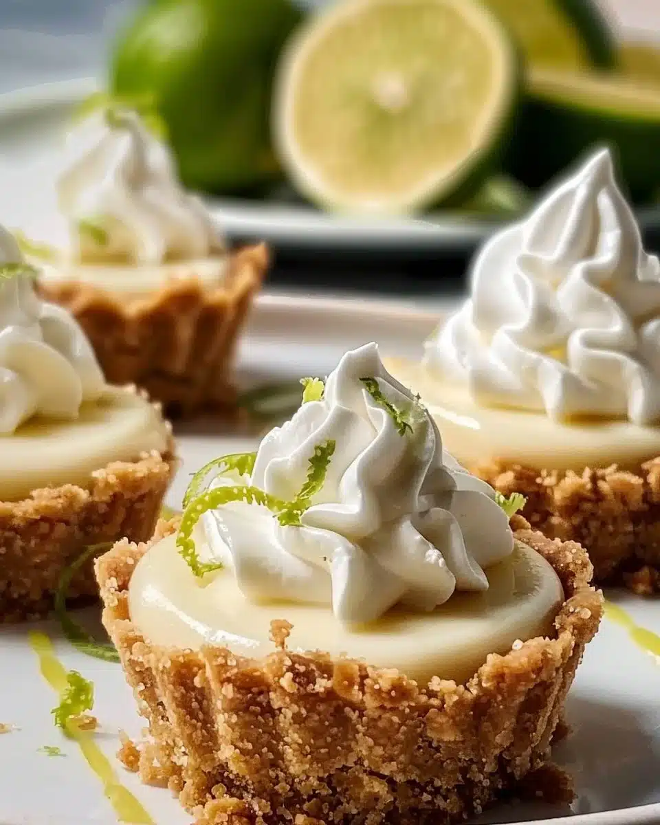 Mini No Bake Key Lime Pie desserts served on a platter