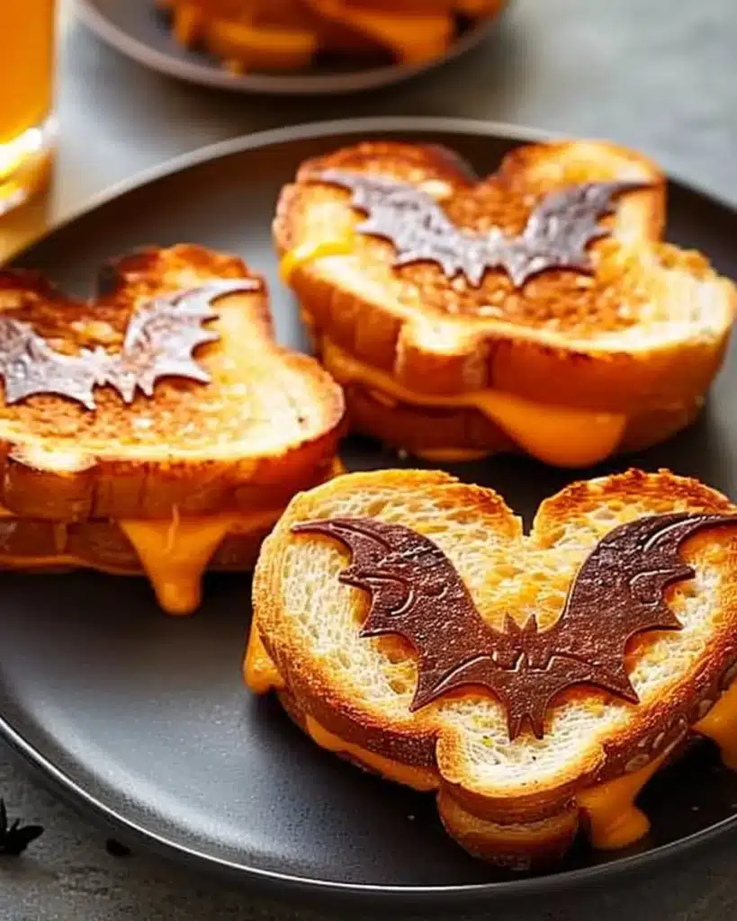 Mini Bat Grilled Cheese Sandwiches for Halloween party