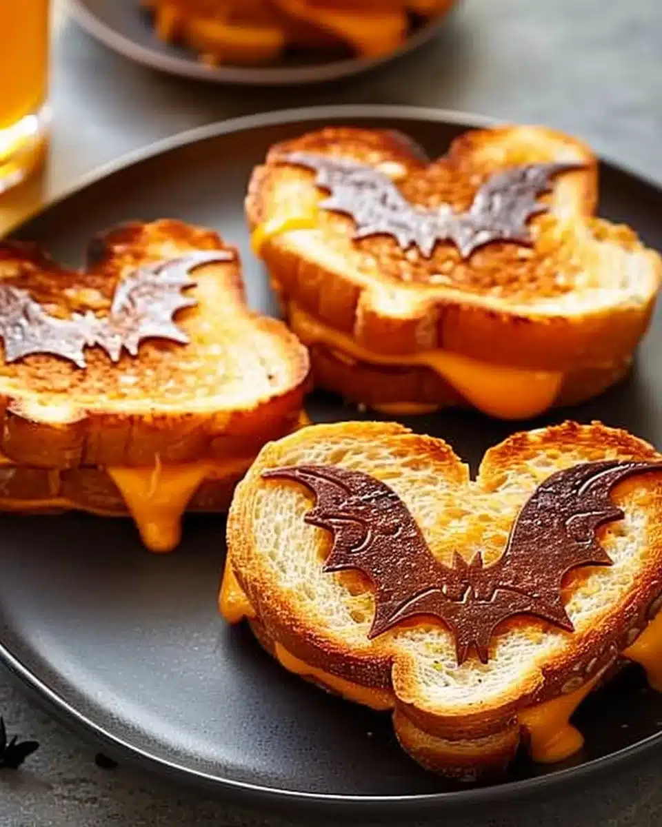 Mini Bat Grilled Cheese Sandwiches for Halloween party