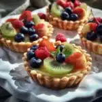 Delicious mini fruit tarts topped with vibrant fresh fruit