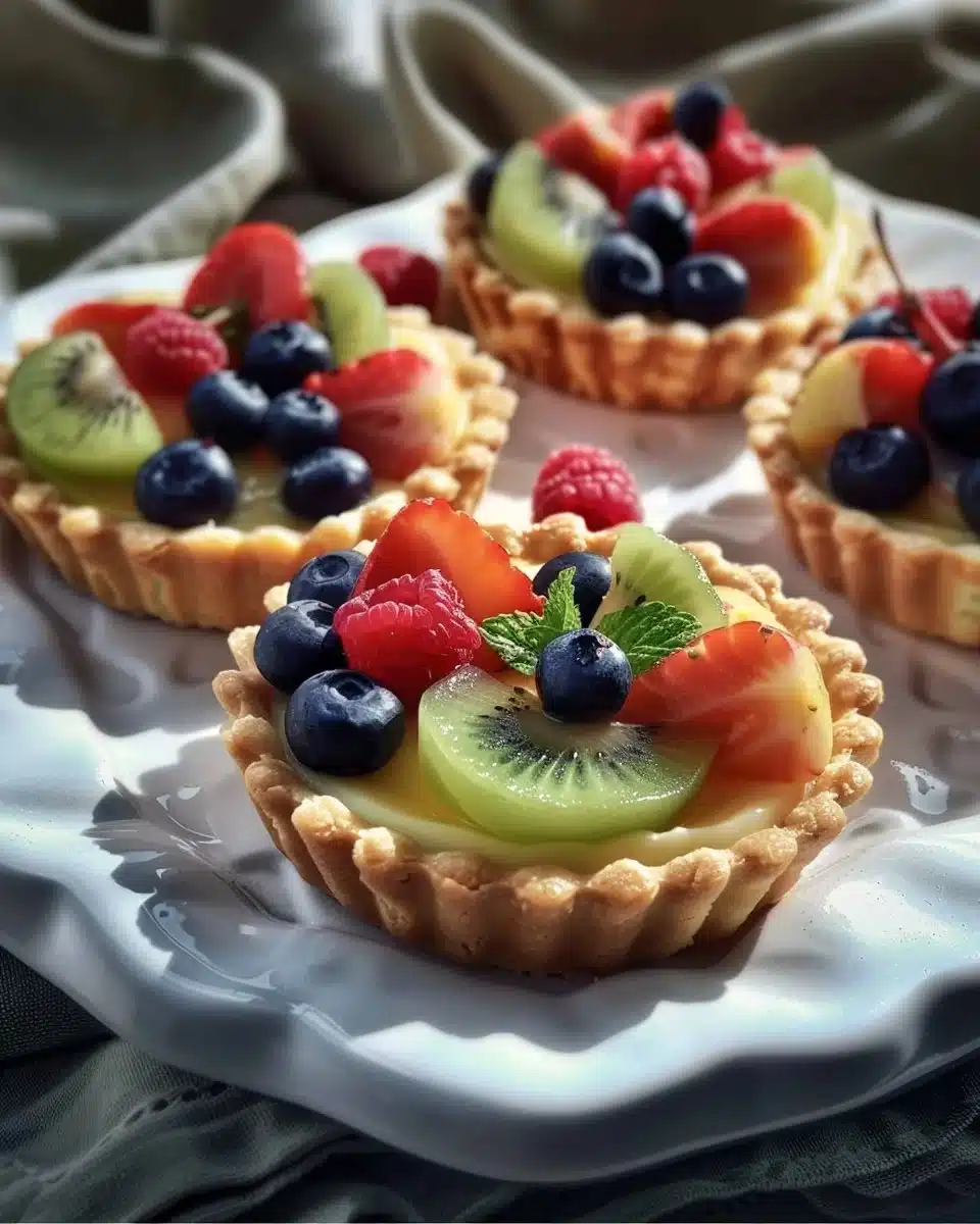 Delicious mini fruit tarts topped with vibrant fresh fruit