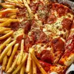 Crispy Pizza Fries topped with cheese and toppings