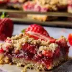 Delicious Strawberry Oatmeal Crumble Bars with fresh strawberries and crunchy topping